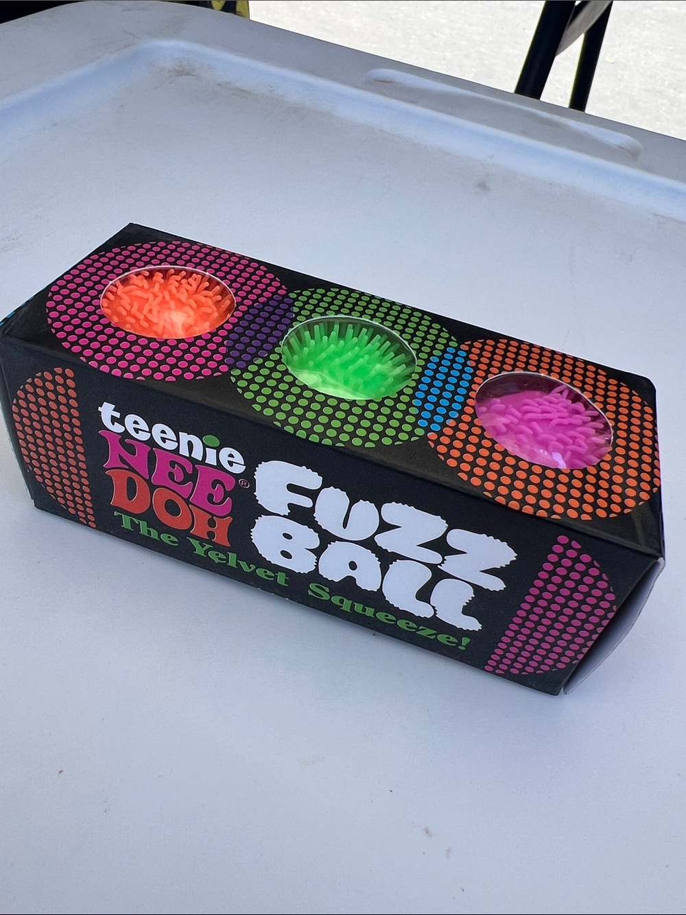 Authentic Teenie Nee Doh Fuzz Ball Trio - Orange, Green, Pink